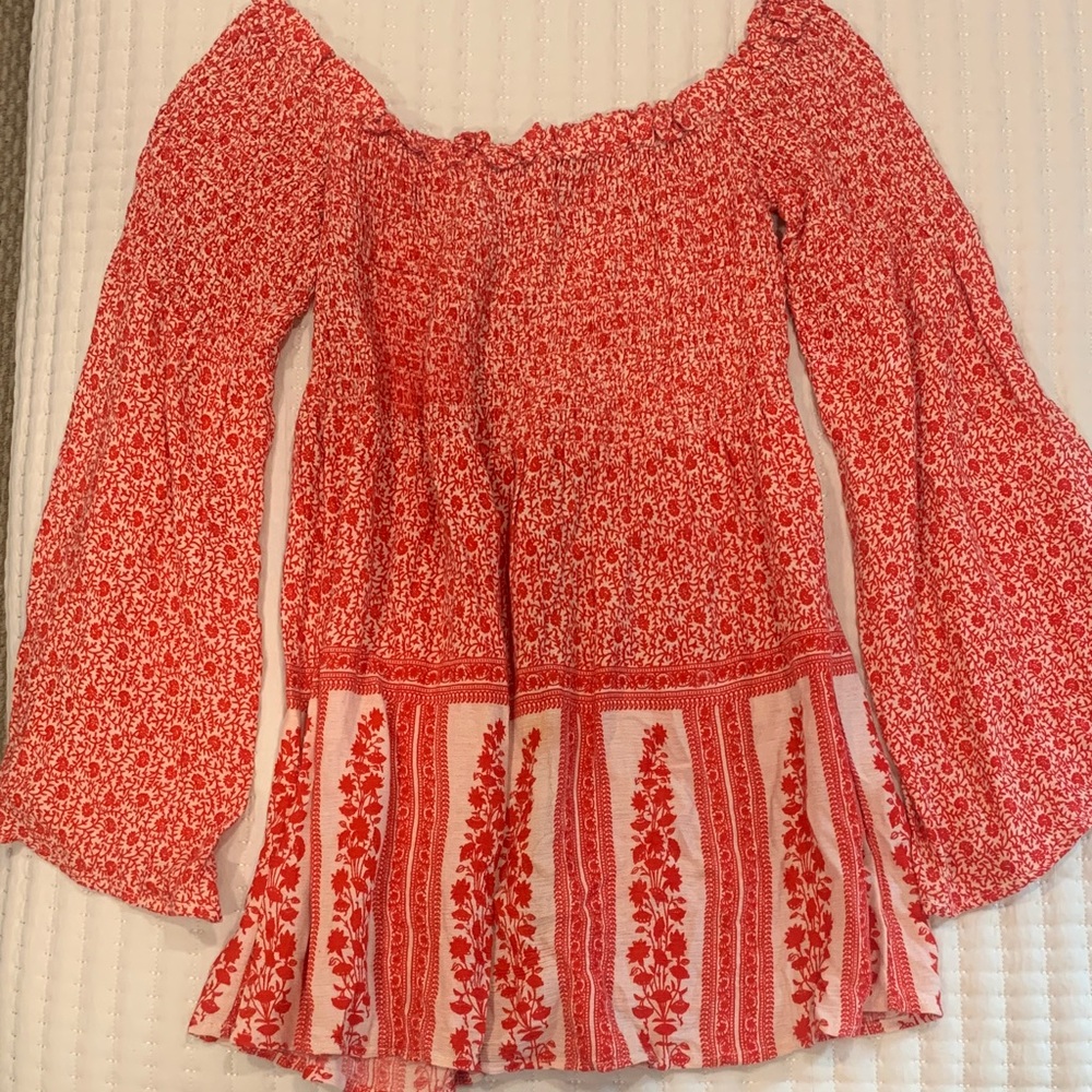 Hazel Red Floral Off-Shoulder Blouse